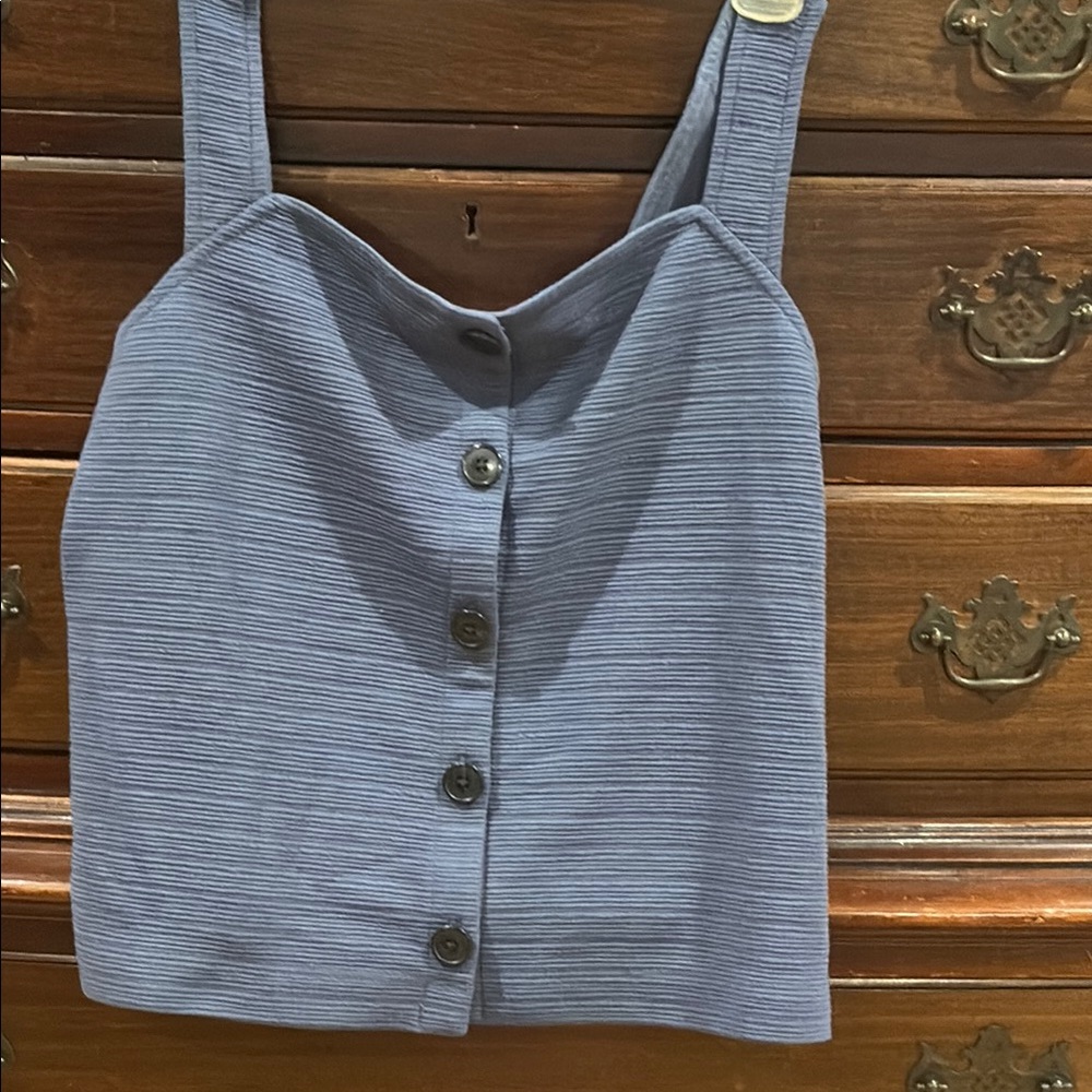 J. Crew Blue Ribbed Sleeveless Crop Tank Top